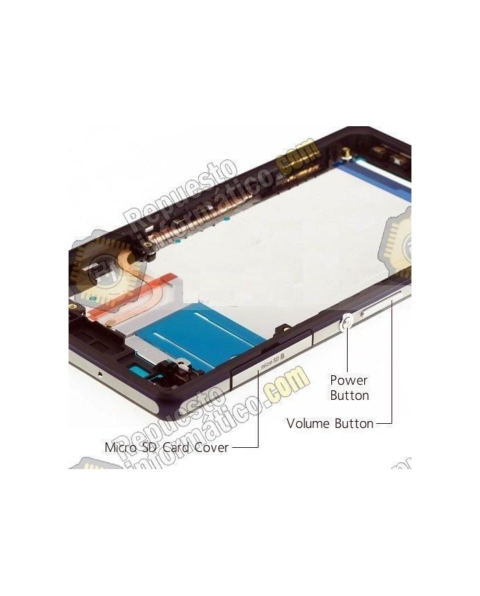 Marco metalico negro + botones XPERIA Z2 D6503 (Nuevo)