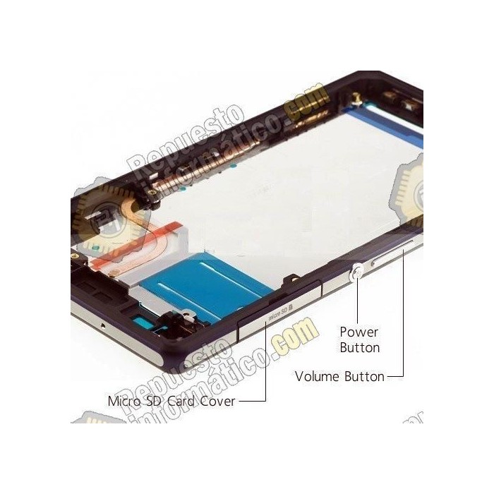 Marco metalico negro + botones XPERIA Z2 D6503 (Nuevo)
