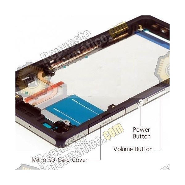 Marco metalico negro + botones XPERIA Z2 D6503 (Nuevo)
