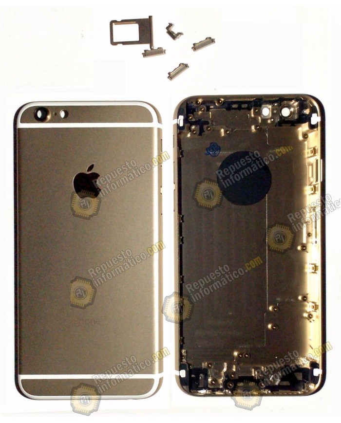 Tapa trasera dorada chasis + botones  para iphone 6G (4.7") Repuesto compatible