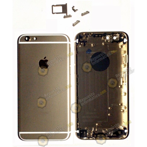 Tapa trasera dorada chasis + botones  para iphone 6G (4.7") Repuesto compatible