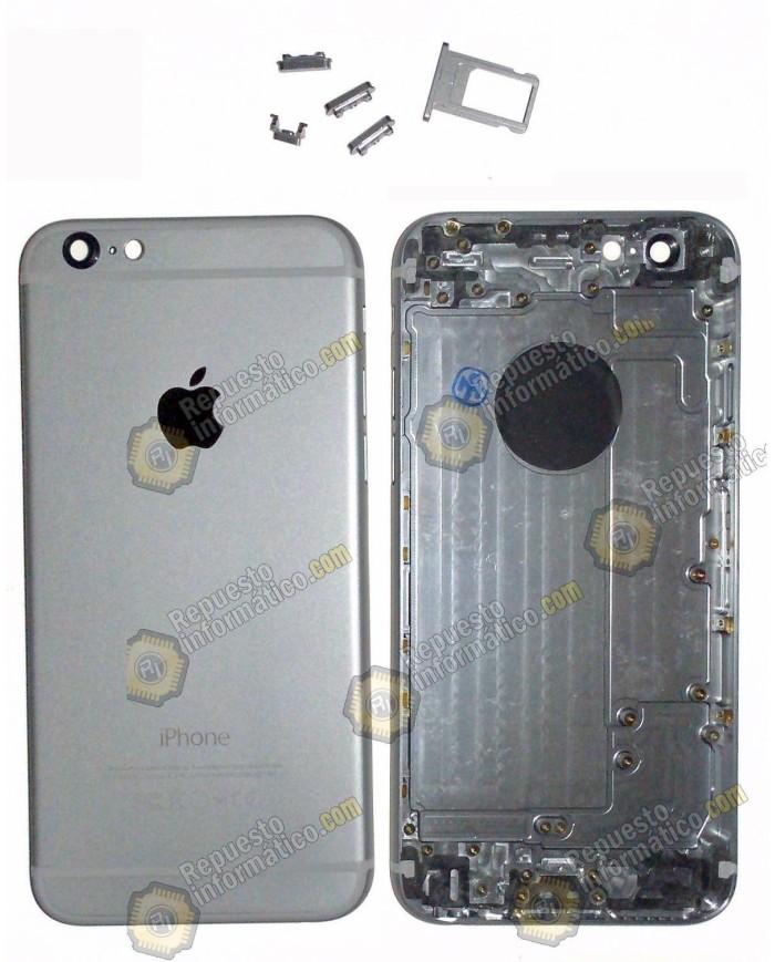 Tapa trasera gris chasis + botones para iphone 6G (4.7") Repuesto compatible