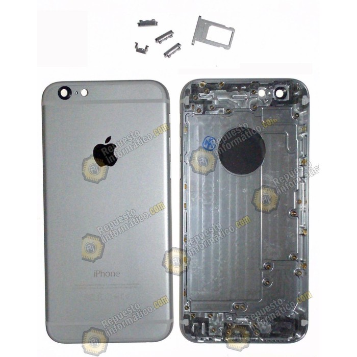 Tapa trasera gris chasis + botones para iphone 6G (4.7") Repuesto compatible