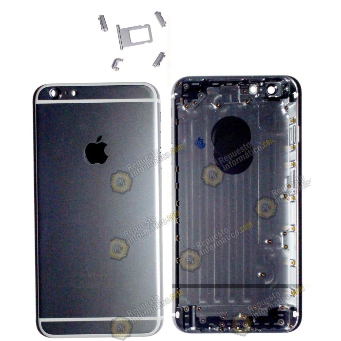 Tapa trasera gris chasis + botones para iphone 6+ (5.5")