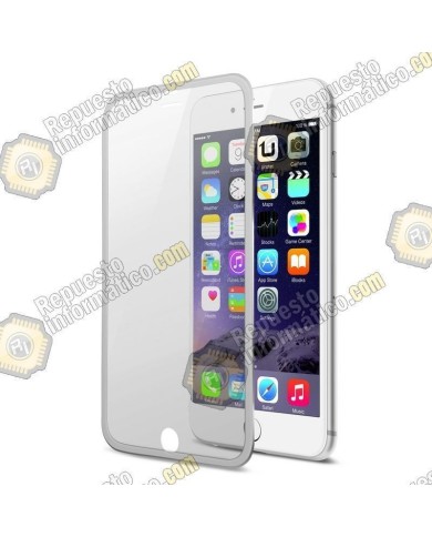 Protector de cristal templado borde color fino   iPhone 6 plus (5.5")  (Plata)