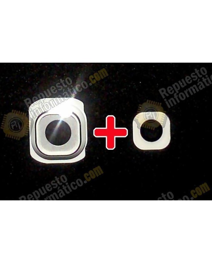 Protector metalico+ Lentilla Camara trasera Galaxy S6 blanco