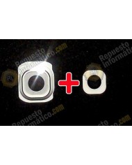 Protector metalico+ Lentilla Camara trasera Galaxy S6 blanco