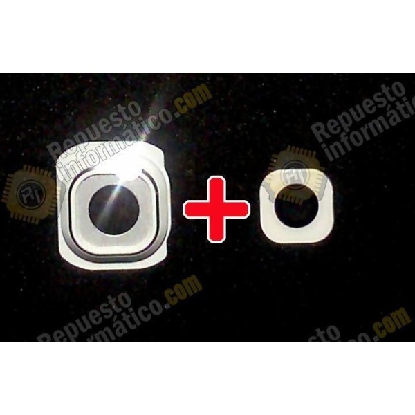 Protector metalico+ Lentilla Camara trasera Galaxy S6 blanco