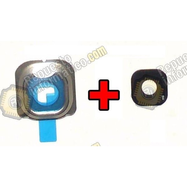 Protector metalico+ Lentilla Camara trasera Galaxy S6 dorado