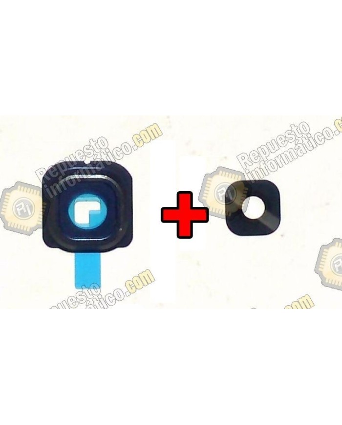 Protector metalico+ Lentilla Camara trasera Galaxy S6 Azul