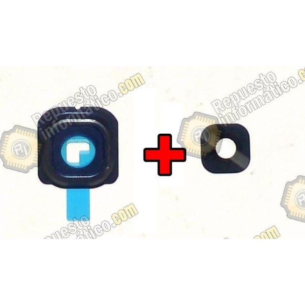 Protector metalico+ Lentilla Camara trasera Galaxy S6 Azul