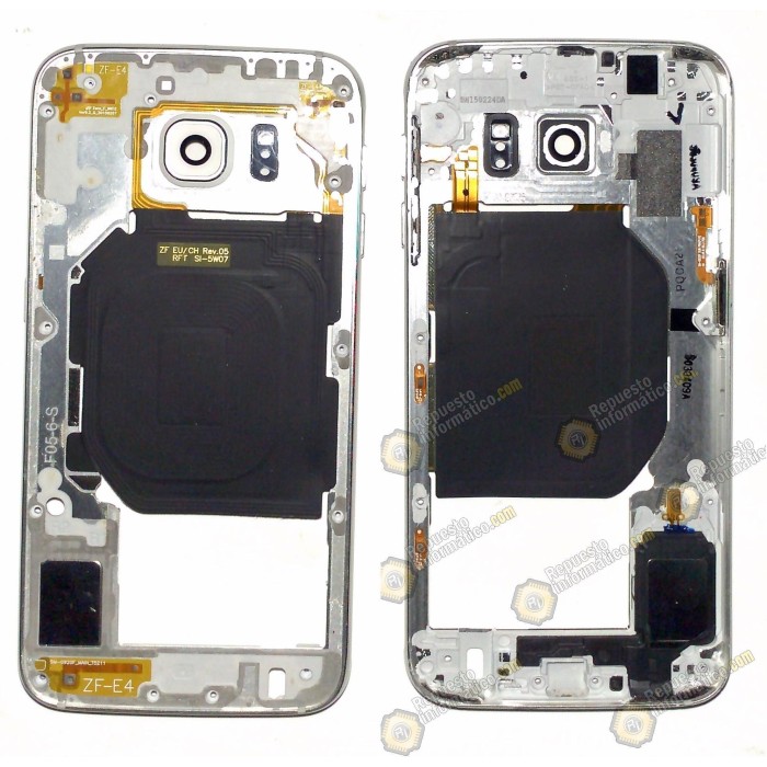 Chasis con lentilla silver Galaxy S6  (G920) +buzzer+NFC y Botones (SWAP)