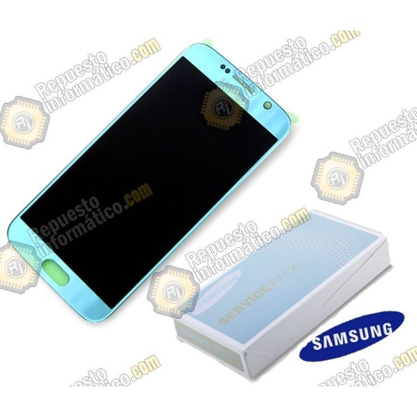 Pantalla (lcd+tactil) Azul espejo Samsung Galaxy S6 (Directo de fabrica) (GH97-17260D)