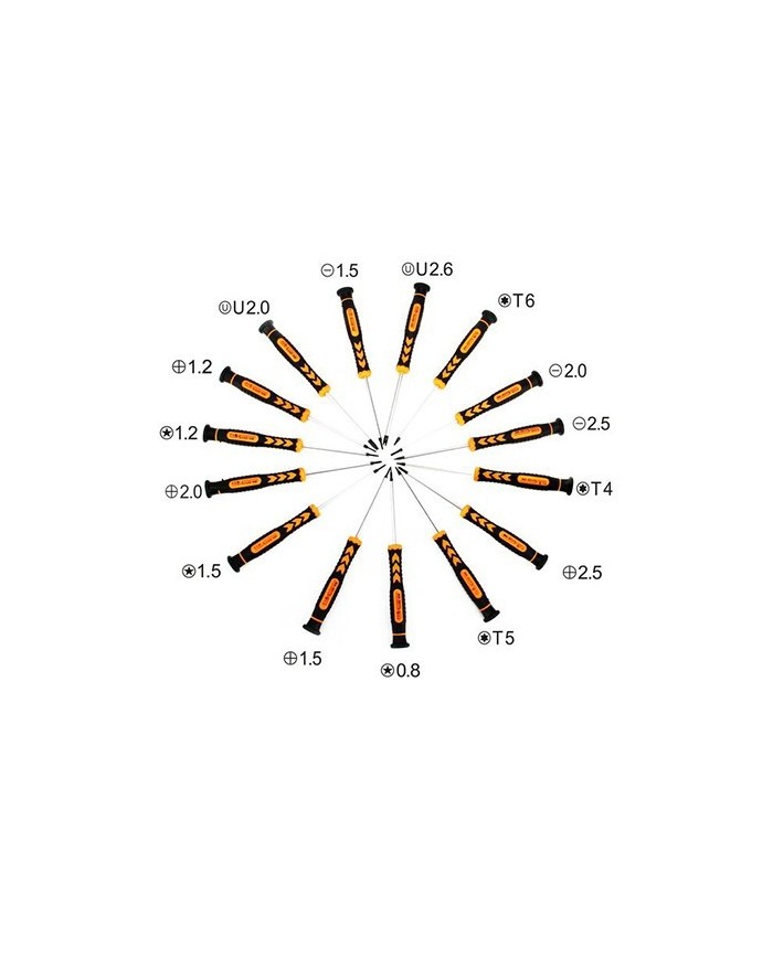 JM-P05 KIT de Destornilladores con 15 Piezas Jakemy+Bolsa (B07)