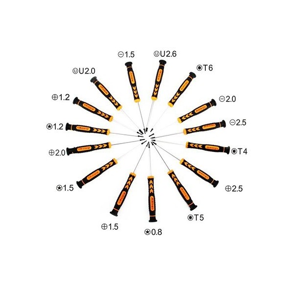 JM-P05 KIT de Destornilladores con 15 Piezas Jakemy+Bolsa (B07)