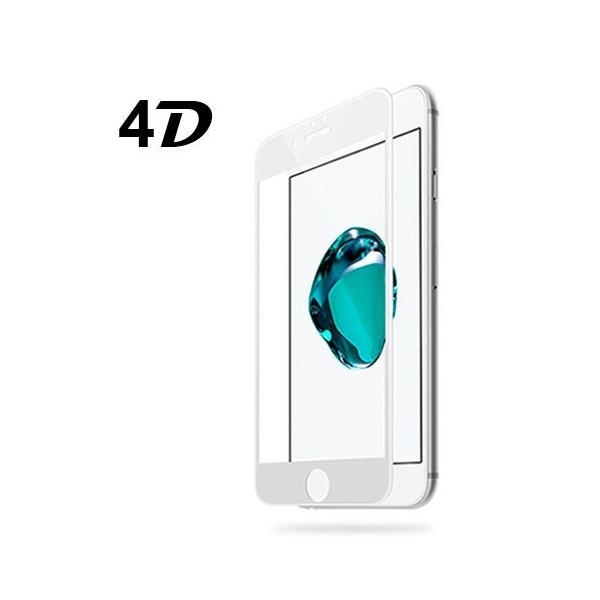 Cristal Templado 4D, Blanco IPhone 8 Plus