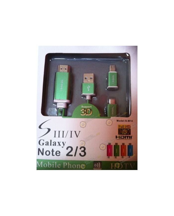 Adaptador Samsung Galaxy S4 / S3  -  Note 2 / Note 3 MHL 2.0 HDTV HDMI (VERDE)