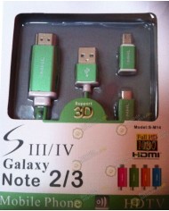 Adaptador Samsung Galaxy S4 / S3  -  Note 2 / Note 3 MHL 2.0 HDTV HDMI (VERDE)