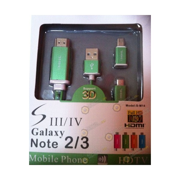 Adaptador Samsung Galaxy S4 / S3  -  Note 2 / Note 3 MHL 2.0 HDTV HDMI (VERDE)