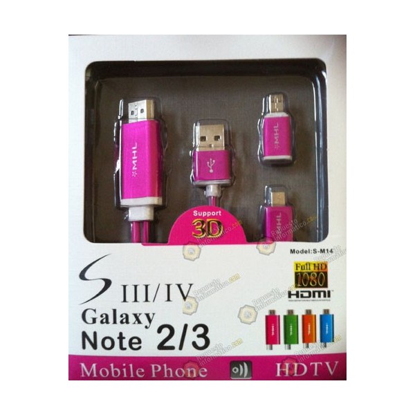 Adaptador Samsung Galaxy S4 / S3  -  Note 2 / Note 3 MHL 2.0 HDTV HDMI (FUCSIA)