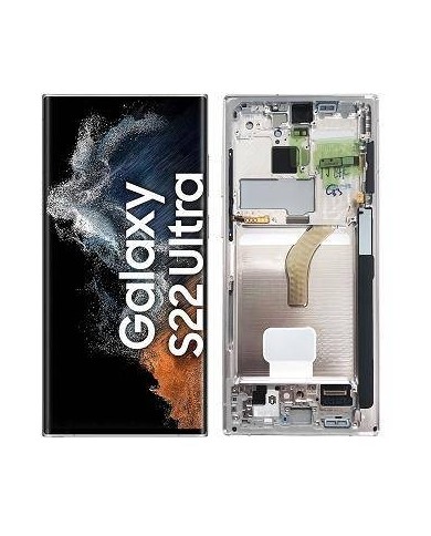 Pantalla Original Lcd + Tactil con Marco Samsung Galaxy S22 Ultra S908 Plata