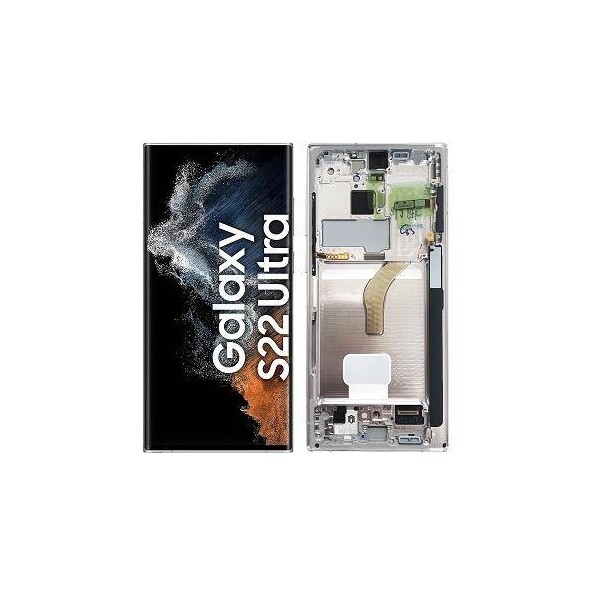 Pantalla Original Lcd + Tactil con Marco Samsung Galaxy S22 Ultra S908 Plata