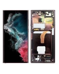 Pantalla Original Lcd + Tactil con Marco Samsung Galaxy S22 Ultra S908 Burdeos
