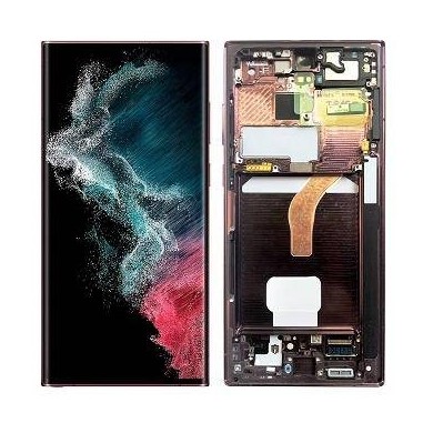 Pantalla Original Lcd + Tactil con Marco Samsung Galaxy S22 Ultra S908 Burdeos