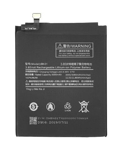 Batería Xiaomi Redmi Note 5A, Mi5X, Mi A1 BN31