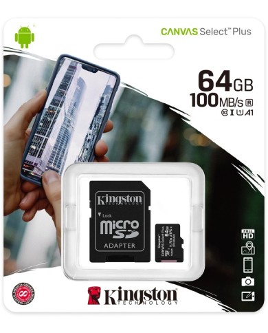 Tarjeta de memoria Micro SD Kingston de 64GB Clase 10