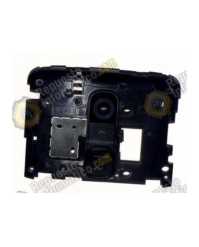 Carcasa trasera-intermedia del Chasis con botones y ventana cámara negro para LG Optimus G2, D802 (negra)   (Desmontaje)