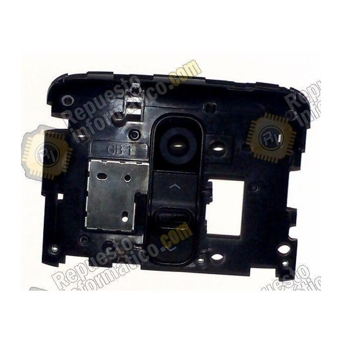 Carcasa trasera-intermedia del Chasis con botones y ventana cámara negro para LG Optimus G2, D802 (negra)   (Desmontaje)