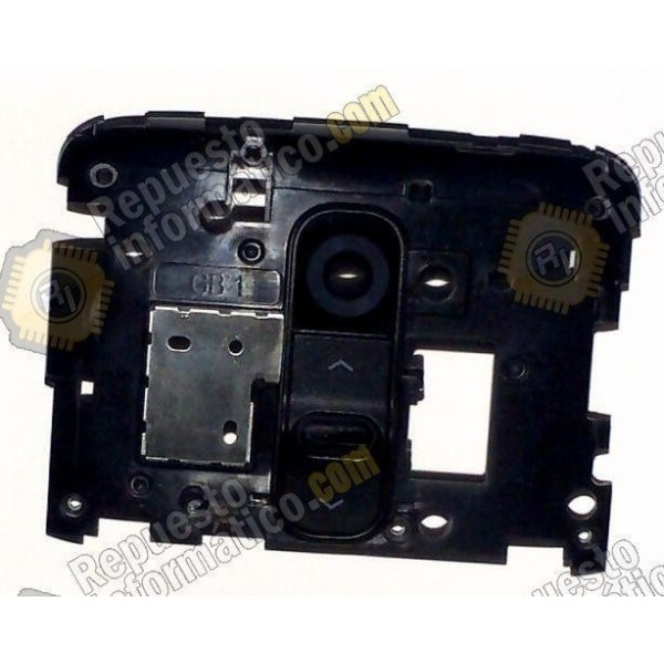 Carcasa trasera-intermedia del Chasis con botones y ventana cámara negro para LG Optimus G2, D802 (negra)   (Desmontaje)