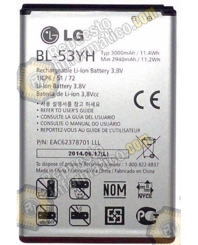 Bateria original LG Optimus G3 (D855) (Nueva)