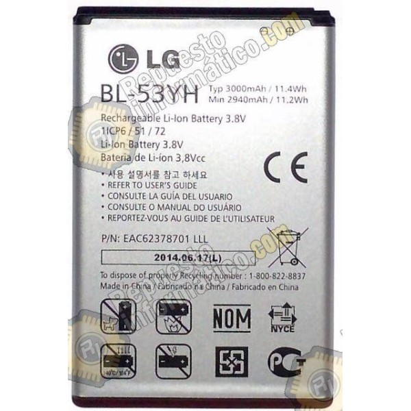 Bateria original LG Optimus G3 (D855) (Nueva)