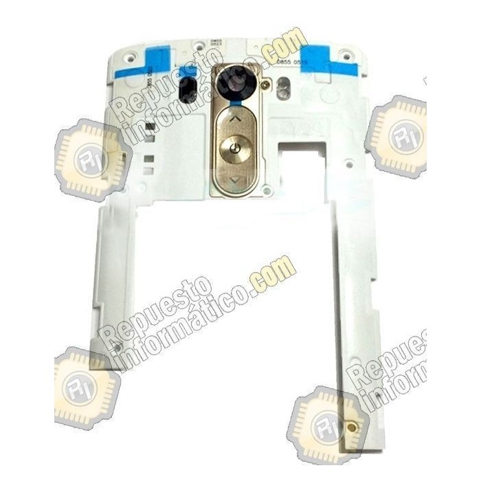 Carcasa intermedia+lentilla+botones LG D855 Optimus G3 Chasis blanco (Desmontaje)