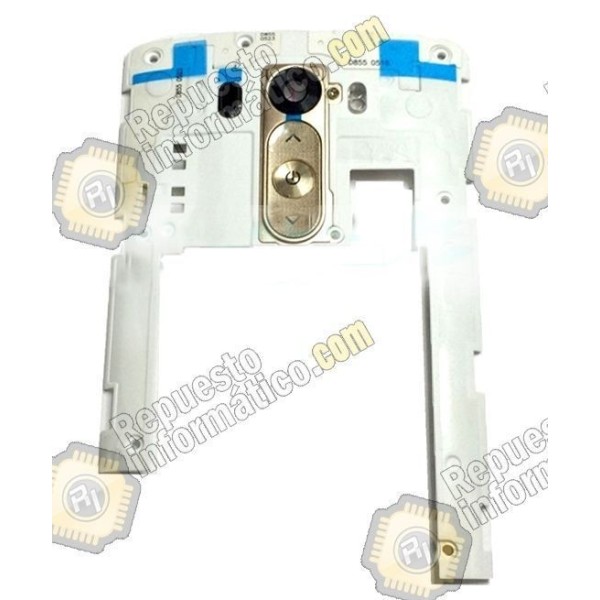 Carcasa intermedia+lentilla+botones LG D855 Optimus G3 Chasis blanco (Desmontaje)