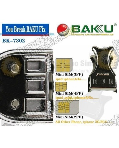 Cortador 3 En 1 Micro Nano SIM Baku BK-7302