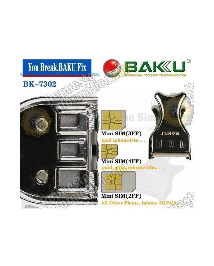 Cortador 3 En 1 Micro Nano SIM Baku BK-7302