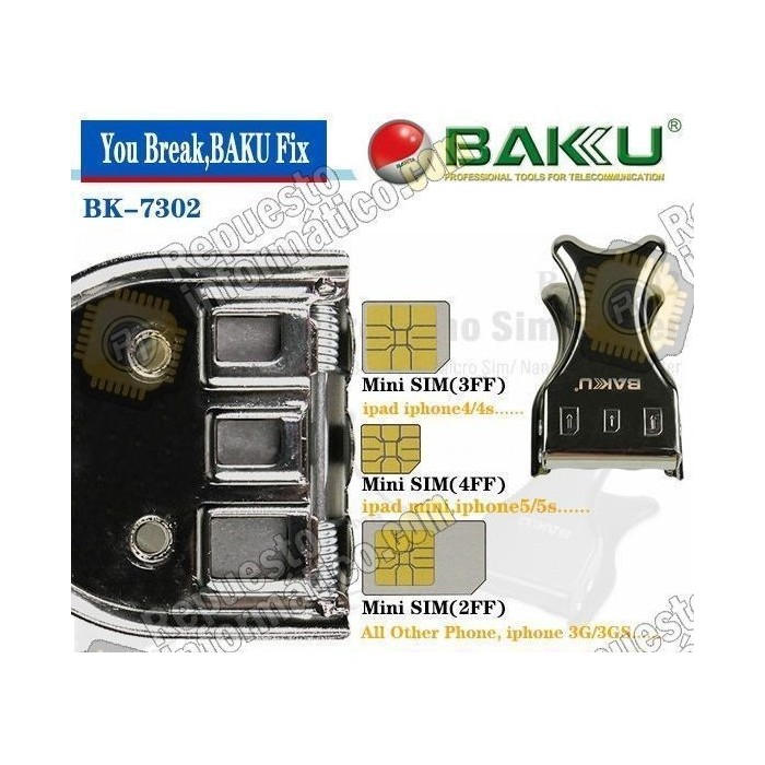 Cortador 3 En 1 Micro Nano SIM Baku BK-7302