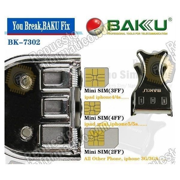 Cortador 3 En 1 Micro Nano SIM Baku BK-7302