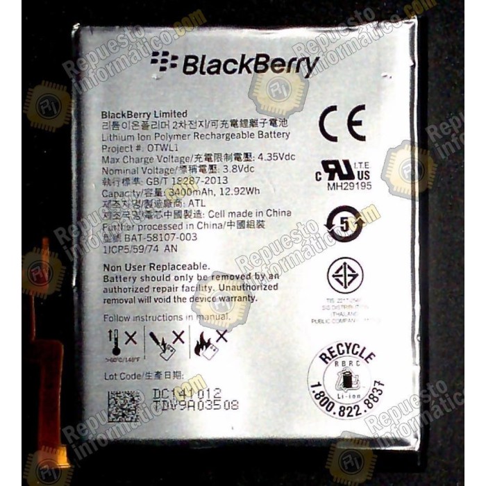 Bateria BLACKBERRY pasaporte(BAT-58107-003)