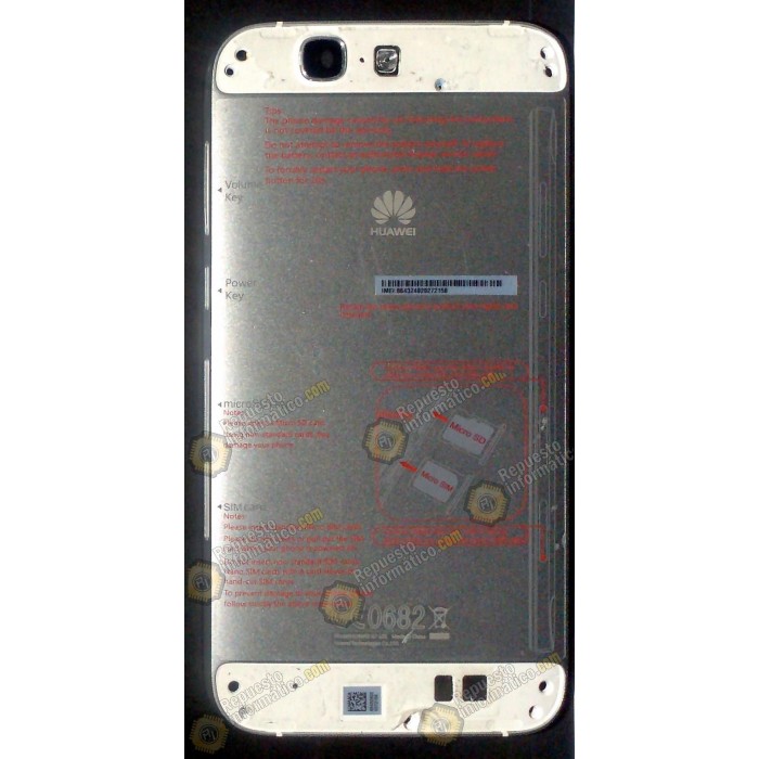 Tapa trasera metalica silver Huawei ASCEND G7 (Desmontaje)