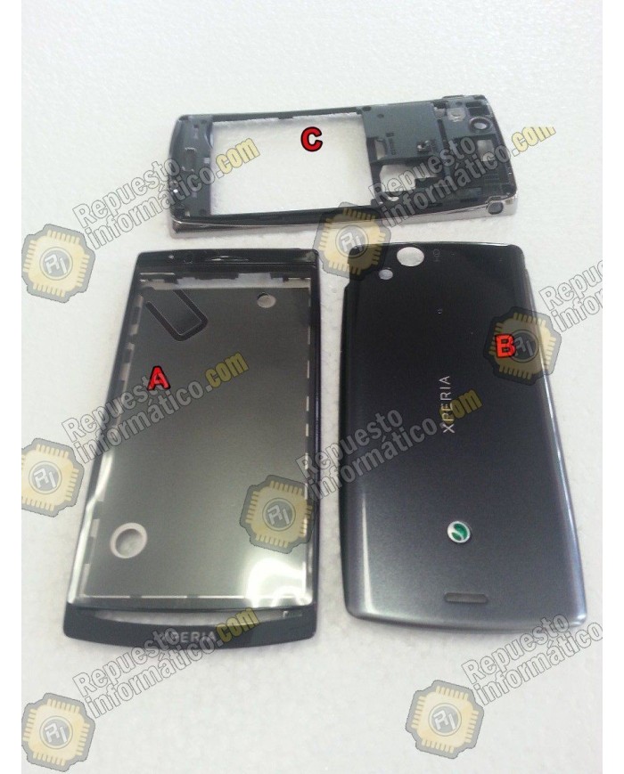 Carcasa frontal y trasera Xperia arc s lt18, LT18i NEGRA
