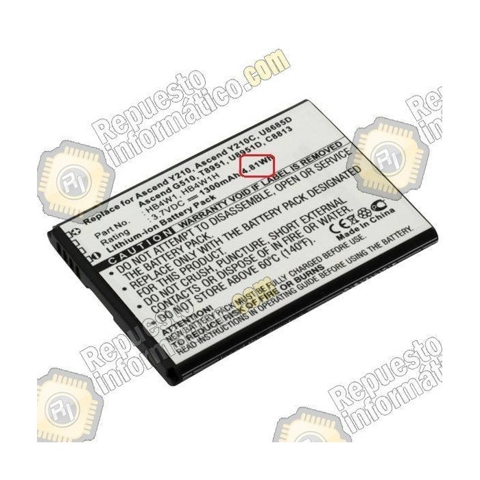 Bateria Original Huawei HB4W1   1300Amh/4.81Wh