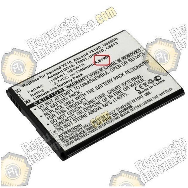 Bateria Original Huawei HB4W1   1300Amh/4.81Wh